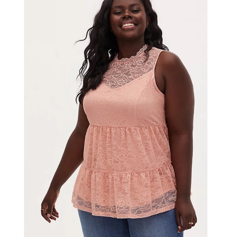 Peach Lace Sleeveless Top Torrid